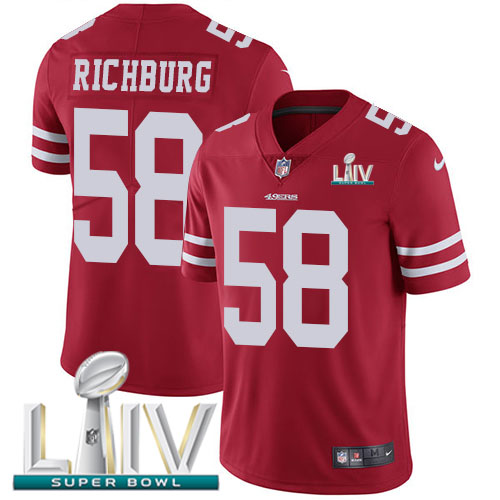 San Francisco 49ers Nike #58 Weston Richburg Red Super Bowl LIV 2020 Team Color Youth Stitched NFL Vapor Untouchable Limited Jersey->youth nfl jersey->Youth Jersey